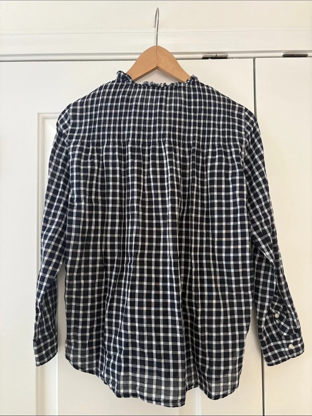 J. Crew Women’s Navy and White Checkered Blouse